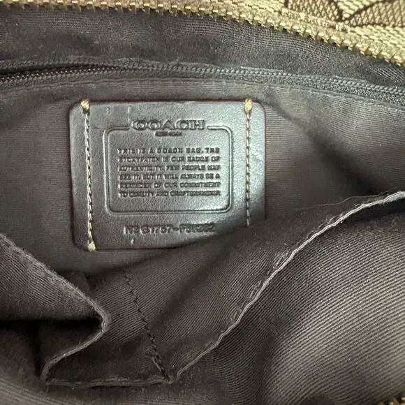 Coach Signature Beige and Dark Brown Shoulder Bag - Picture 7 of 8